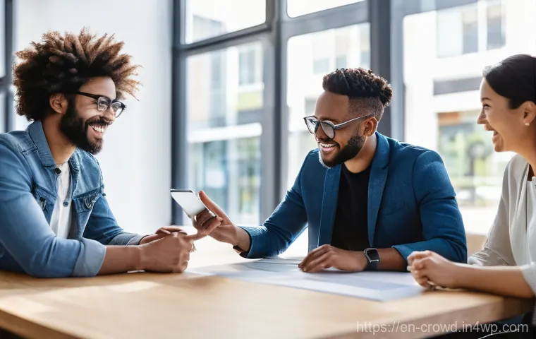 크라우드펀딩 플랫폼의 사회적 책임 - **Prompt 1: Collaborative Transparency in Crowdfunding**
    A vibrant, medium shot of a diverse gro...