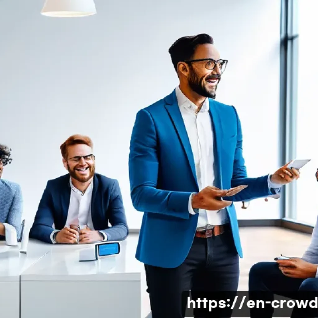 크라우드펀딩의 법적 규제와 그에 대한 대응 방안 - **Prompt 1: The Spirit of Crowdfunding Innovation and Community**
    "A vibrant, high-energy scene ...