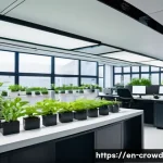 크라우드펀딩 투자 전략의 최신 트렌드 - A vibrant, futuristic green energy lab filled with diverse engineers and scientists collaborating on...