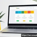 크라우드펀딩 플랫폼의 경쟁력 분석 - A modern crowdfunding platform interface displayed on a sleek laptop and smartphone, featuring a cle...