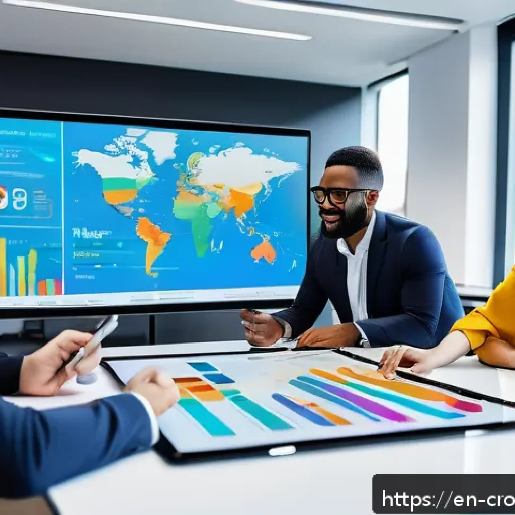 크라우드펀딩의 투자 성과 예측 모델 구축 - A modern office scene showing a diverse group of young professionals collaborating around a large di...