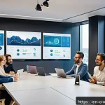 크라우드펀딩 투자자의 경험 담기 - A professional, modern coworking space scene showing diverse entrepreneurs and investors engaged in ...