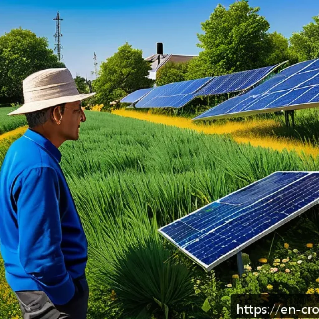 크라우드펀딩을 통한 환경 친화적 투자 전략 - A vibrant community solar farm in a suburban neighborhood under a bright blue sky, with diverse peop...