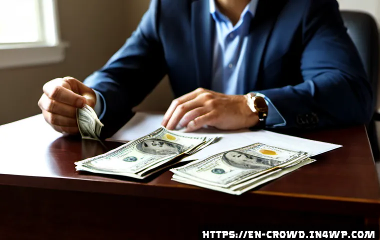 크라우드펀딩 투자로 인한 법적 책임 - Photorealistic legal responsibility concept for crowdfunding investment: a middle-aged American inve...